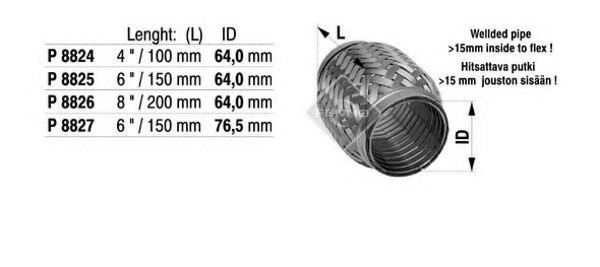 FENNO P8824 Flex Hose, exhaust system